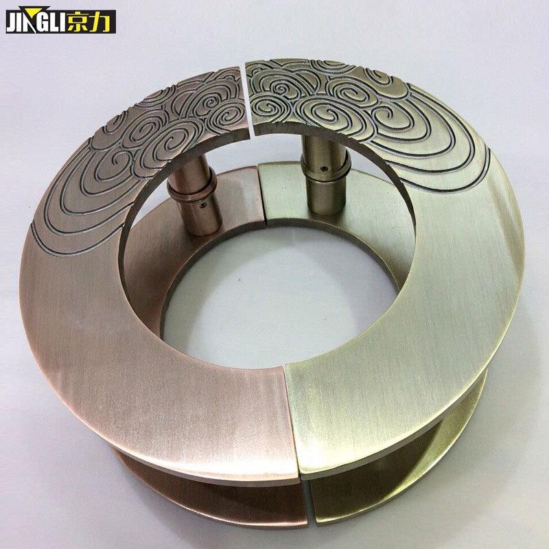 京B-01力红古铜青璃门古拉手半圆祥云雕刻把手仿欧式圆形古铜玻推