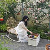 网红懒外摇椅躺椅客厅阳休闲椅人沙发JPW户庭院台民宿编制藤椅