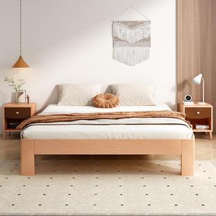 榉床木实木床头薄床头双人床1.J055m榻榻米无排骨架床日式 床可矮