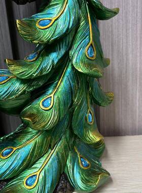 孔工品雀玄手绘树脂艺摆件送礼关酒柜OBN装饰品