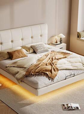 主卧皮床现式代简约奢意极简ODM1.8米包齐边小户软型卧室轻双人床