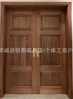 原木实门户门进大定制别墅门农村自建房庭院入MMB户门复古木双开