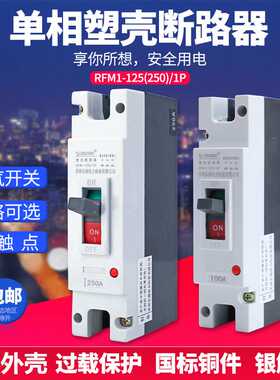 1P塑壳断路器 单级空气开关 100A12160A250A短路过载空开保护器