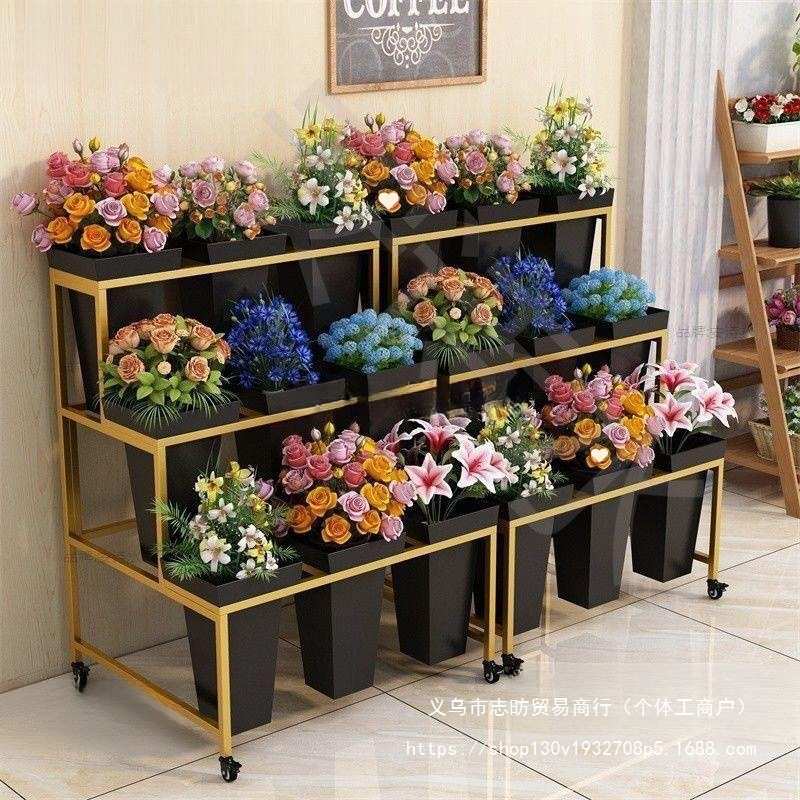 鲜花店专用工作台二三四层卖花摆摊展示架子多层阶梯形花筒醒花架