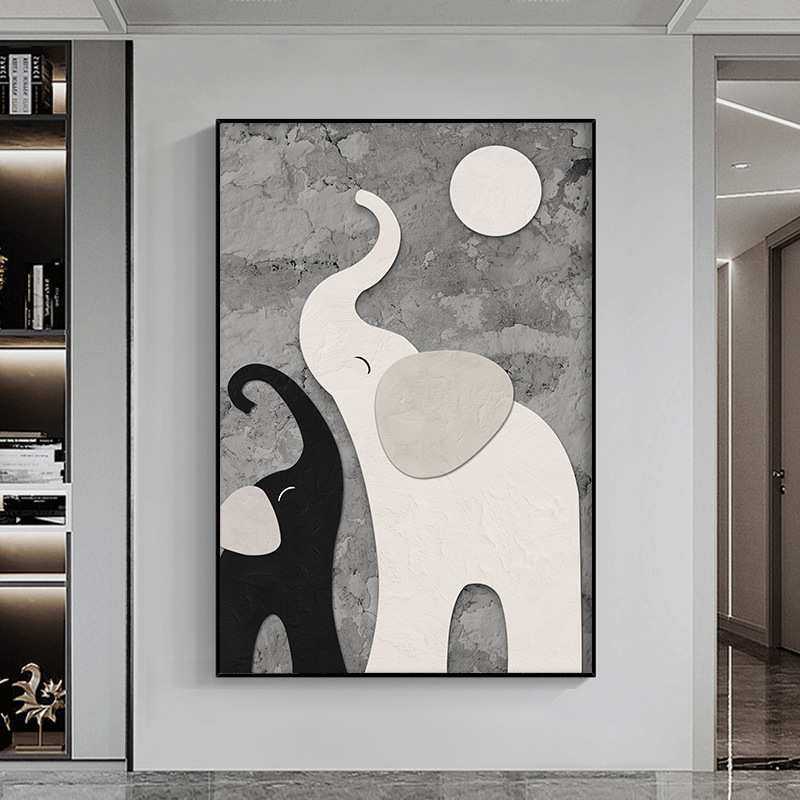 现代轻奢大象客厅装饰画黑白肌理感沙发背景墙壁高端家居极简,模玩/动漫/周边/娃圈三坑/桌游,模型制作工具/辅料耗材,淘宝优惠券,粉丝福利购,淘宝优惠卷