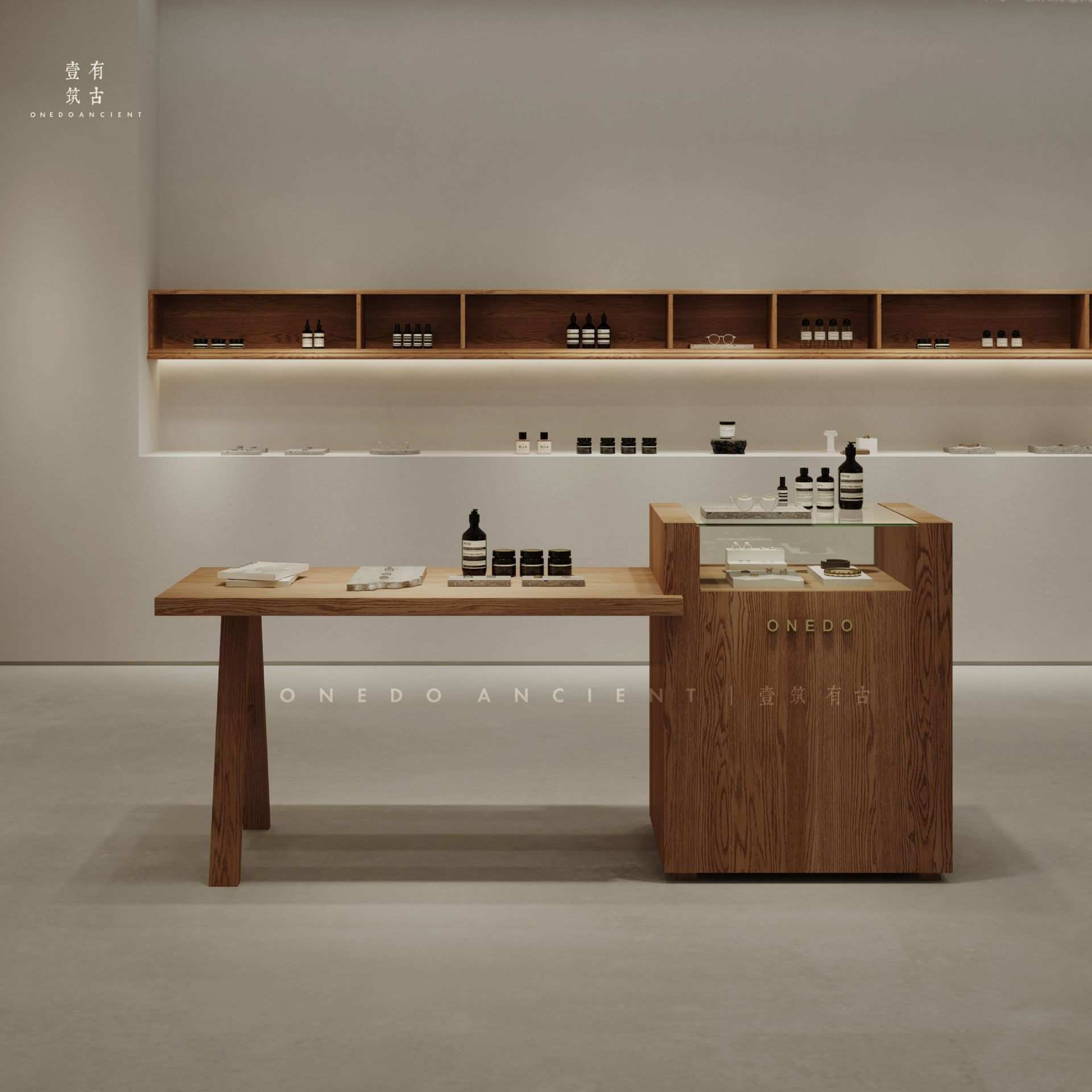 服装店中岛台陈列展示桌商场鞋包饰品展示台实木长条桌摆件展示台