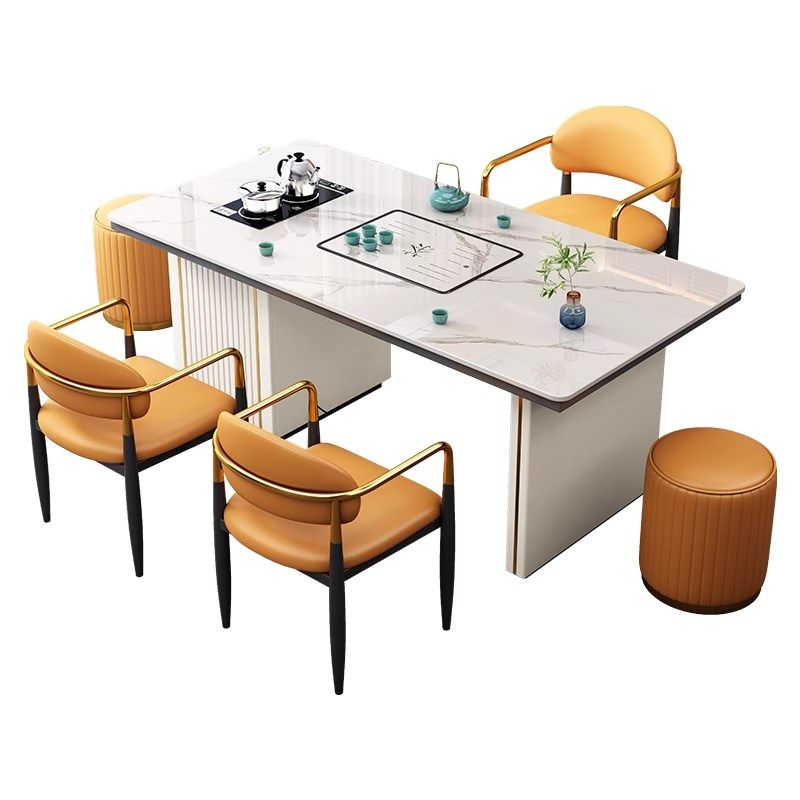 岩板茶桌椅组合烧水壶一体家用办公轻奢茶台现代简约客厅功夫茶桌