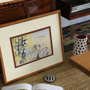 春熙拾夏】木吉艺术客厅沙发背景墙装饰画高级感挂画中古卧室壁画