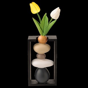 创意简约陶瓷花瓶客厅插花摆件石来运转家居玄关轻奢装饰品高级感