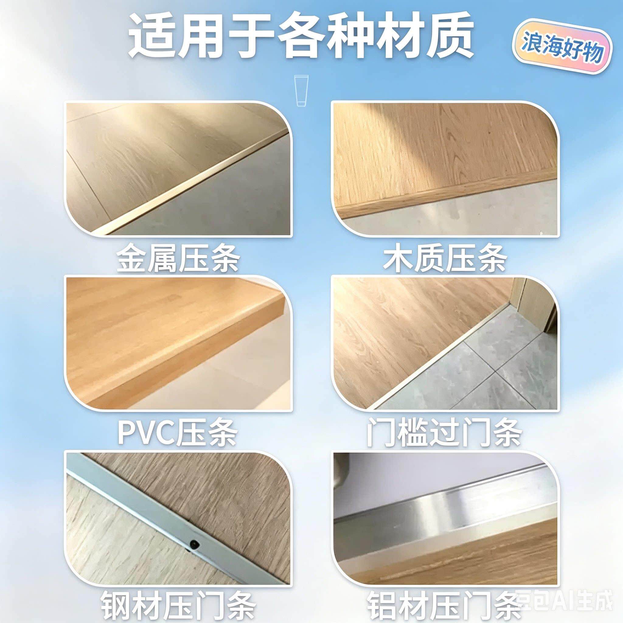【压拍一发三木地板边条专用强力胶水脚免钉用于门】槛27264踢线