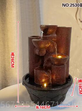 高档流扬梦假山水喷泉摆件鱼池公室微观茶桌办面盆景景朋友送礼品