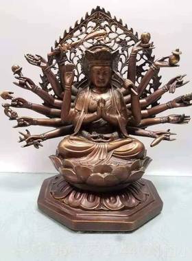 高档纯铜千十手千观音菩萨臂本眼命佛像摆件准提家用供奉八铜像平