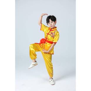 高档六一儿童刺武服舞龙舞狮演出服装腰鼓打鼓服武馆学生训练绣衣