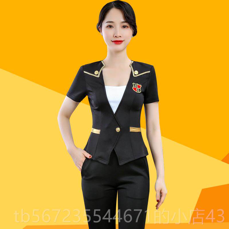 高档足浴技服女大码200师夏装酒店工2作服空姐服显瘦工衣性感公气