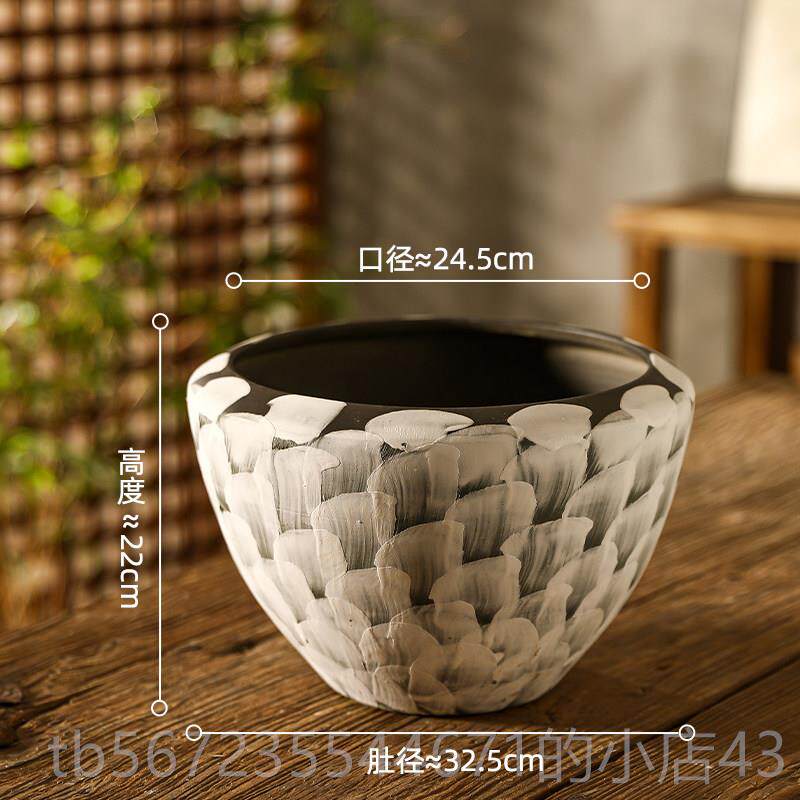 高档景德镇陶瓷瓶覆工彩绘古日式禅手意诧寂风花盆流花泉枫绿植盆