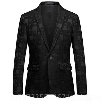 高档春秋季男士韩版修身西装外便套加肥加码夜大西服男青年店服单