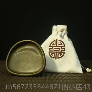 高档国家遗 歙砚非砚台《三足鼎立》石然纯手工砚台 天黄鱼籽歙县