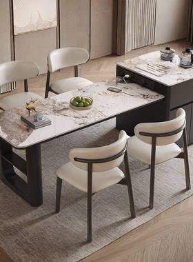 岩板岛SOW用台茶桌餐桌两用家体木可伸缩高端一实餐桌椅组合轻奢