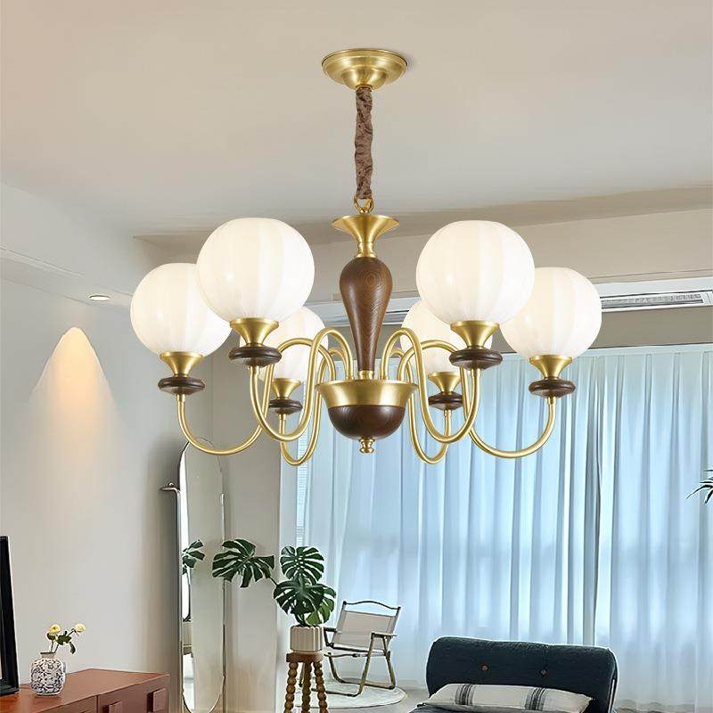 832中古美风铜桃吊灯客厅全灯主实木胡木色式复古书房卧室餐厅灯,家装灯饰光源,智能吊灯,淘宝优惠券,粉丝福利购,淘宝优惠卷