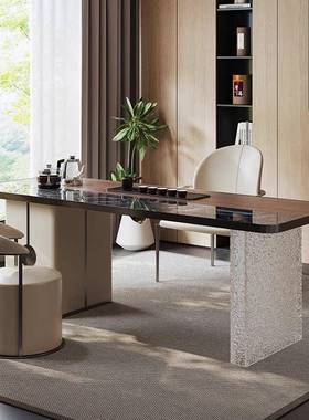 茶桌阳台泡茶桌家用闲岩茶台桌椅一板整套茶几一体简约BTO泡休茶