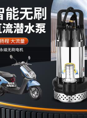 无刷智能直流锈潜水泵2DNDV48V6V72伏电动瓶车抽水泵014寸2寸3寸