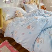 新款 AB高克gdmm重碎花双层糯糯绵版 印直花亲肤床单纱四件套床笠被