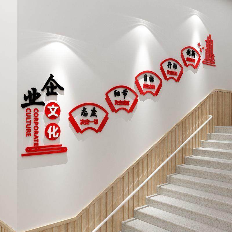 司楼梯贴台面阶企业文化墙办公室装饰员工JYS激励标志语公会议室