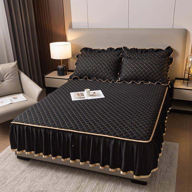 款加厚FS757866夹棉床笠床新裙件二式合一欧床单带裙边全包床罩床