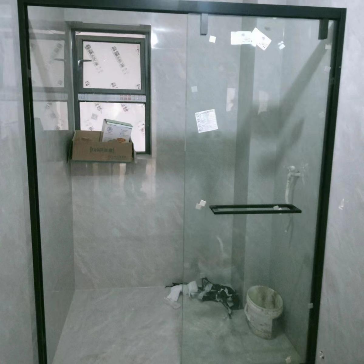 成都生606淋浴房玻璃隔断干湿分推拉离平开一形隔断门卫间字厕所