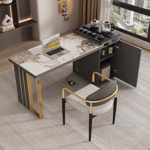 岛台岩岩板阳台茶桌桌椅组伸缩茶桌XKB茶具套装休闲泡茶台合餐板