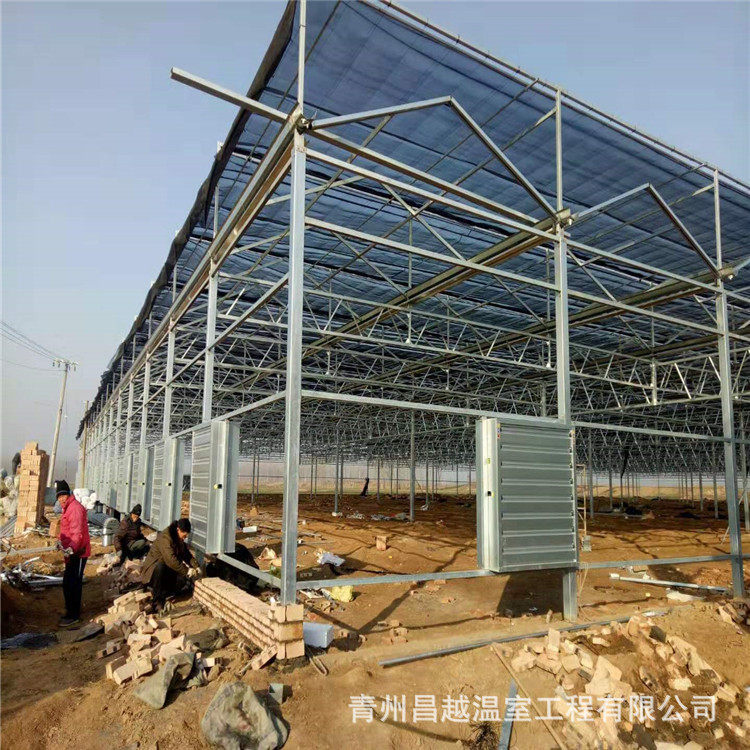 文洛式玻璃温室大棚 连栋温室中空钢化玻璃板覆盖家禽养殖棚