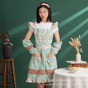 围裙厨房家用防油防水洋气网红女工作服耐脏家用做饭可爱碎花夏季