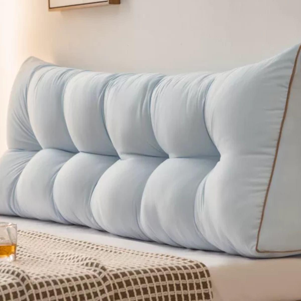 蓝灰日系床头靠枕韩版床上靠垫三角双人大靠背卧室榻榻米软包严