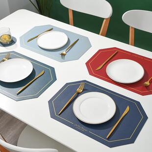 八角形皮革餐垫 北欧风PVC西餐垫防水家用餐桌垫隔热垫餐具垫子