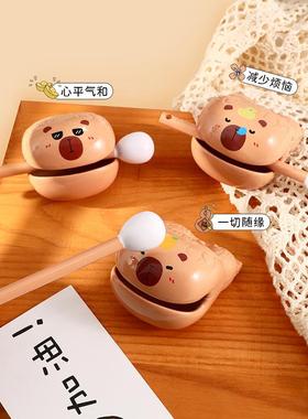 创意卡皮巴拉木鱼解压摆件可爱办公室桌边装饰品情绪稳定摆饰礼品