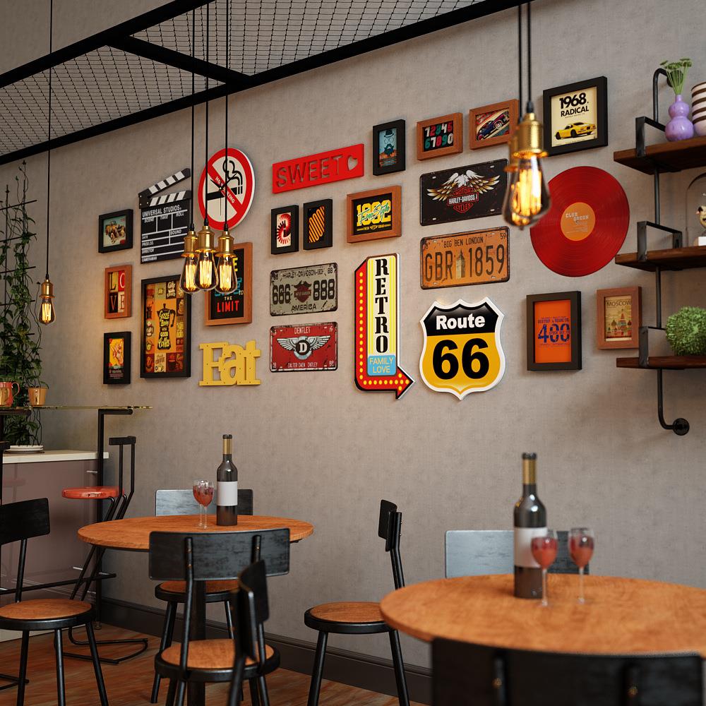 高分子A06餐馆饭店照片墙墙面装饰复古组合相框工业风LOFT装饰画