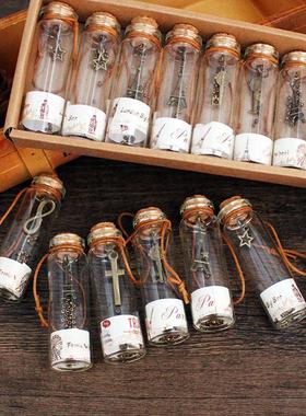 一盒仿古创意许愿瓶星座漂流瓶海洋瓶子木塞玻璃工艺品复古风