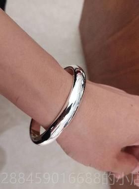 高档面足银999泥鳅手镯 闭口素民族风纯纯手工银手镯背订做可来料