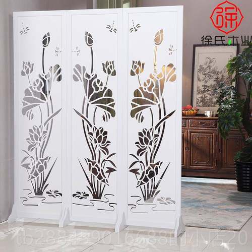 高档尚屏风隔断玄关时客厅简约现代折叠动移装饰雕花房间卧办室公