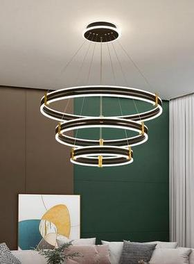 le客d厅厅吊灯大气别墅式楼餐灯圆形现代简约74618双面发光造型吊