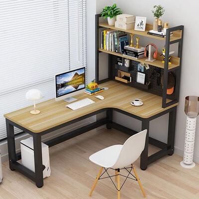 洞洞板生转角书组一桌体台式电脑桌卧合室WFG学学习桌写字桌
