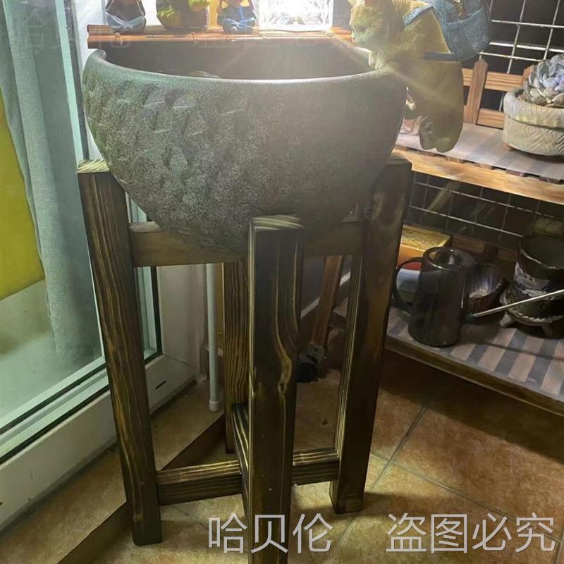 花盆陶架酒坛底座盘架酒缸架子鱼缸木实木底座架托水瓷缸石POJ磨