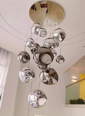 时简约lof楼梯别墅复式公寓熔灯UEF岩吊设计师熔尚岩餐厅楼梯吊t