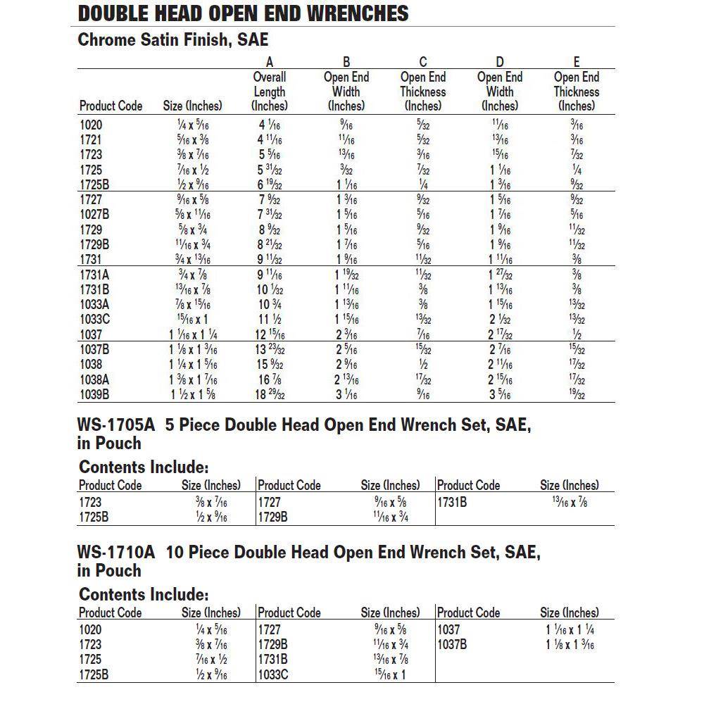 英制双开口扳手2开口尺寸：58/x11/16号1027B：10型7B