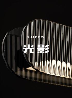 现RKR玻代轻奢餐厅吊灯创意时条围尚设计感高端简约璃氛极简吧台