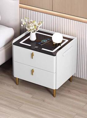 7T智能床头XNW柜卧室家用功物柜全实简约现木代带锁多能无储线充