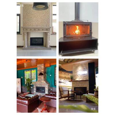 壁铸QAF燃木柴炉取暖炉民宿欧式别墅客农村自建房铁嵌入式厅真火