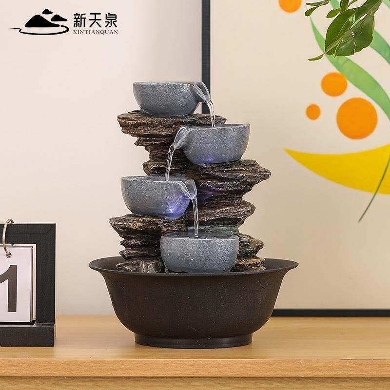 新天泉招财流动水摆件意电创视柜玄关装饰自循泉环水景小型UBP喷