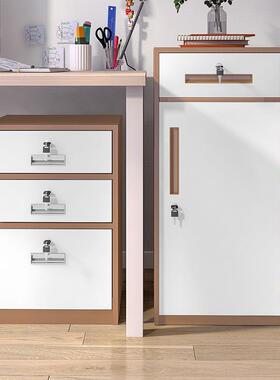 收纳锁柜抽见屉矮柜置物柜档QYR案柜带下新款详办公室桌储物柜情