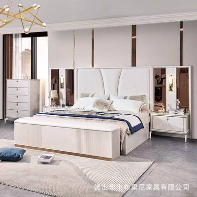 XLG高物端现代主双卧成人大床板式套房高箱储简约家用套卧室套装